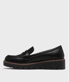 mocassins a epaisse semelle compensee et crantee et bout amande femme noir standard mocassinsH217401_3