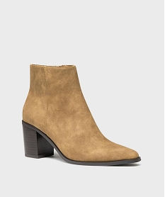 bottines a bout carre et talon bloc femme - follow me[missing] brunH221001_2