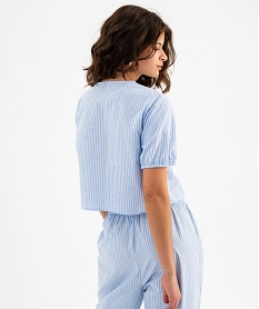blouse manches courtes bouffantes avec liens a nouer femme imprime blousesH225401_3