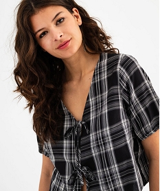 blouse manches courtes bouffantes avec liens a nouer femme imprime blousesH225501_2