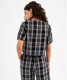 blouse manches courtes bouffantes avec liens a nouer femme imprime blousesH225501_3
