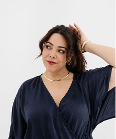 robe longue en voile satine a encolure cache-cœur femme grande taille bleuH226001_3