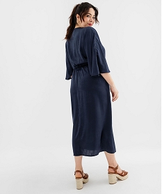 robe longue en voile satine a encolure cache-cœur femme grande taille bleuH226001_4