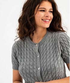 gilet manches courtes torsade a boutons fantaisie femme gris standard pullsH226101_2