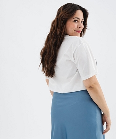 tee-shirt manches courtes et col rond brode femme grande taille blanc t-shirts manches courtesH226301_4