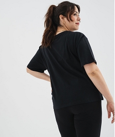 tee-shirt manches courtes et col rond brode femme grande taille noir standard t-shirts manches courtesH226501_3
