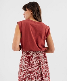 debardeur col rond a broderie et strass brillant femme rouge debardeursH227201_4