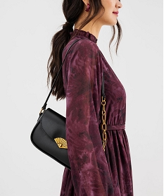 GEMO Sac à rabat avec bandoulière porté épaule femme noir standard