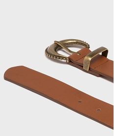 ceinture lisse a boucle fantaisie en metal brosse femme marron vifH229901_4