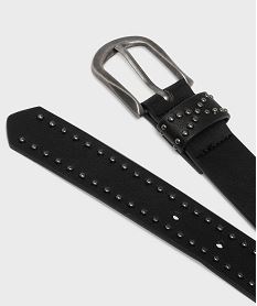 ceinture lisse a clous et boucle en metal brosse femme noir standardH230301_2
