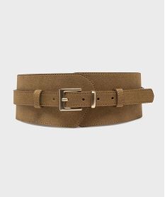 GEMO Ceinture large avec partie élastique femme Brun