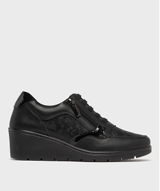 GEMO Baskets confort à talon compensé femme noir standard