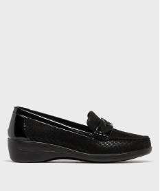 GEMO Mocassins confort légers et souples à talon compensé femme Noir