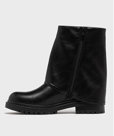 boots zippees a semelle crantee et tige a revers femme noir standardH231701_3