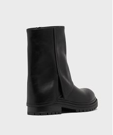 boots zippees a semelle crantee et tige a revers femme noir standardH231701_4