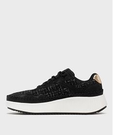 baskets basses semelle plateforme et dessus textile elegant femme noir chineH232201_3