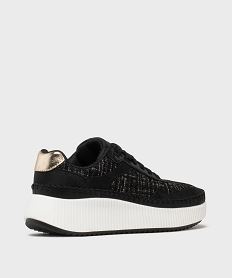 baskets basses semelle plateforme et dessus textile elegant femme noir chineH232201_4