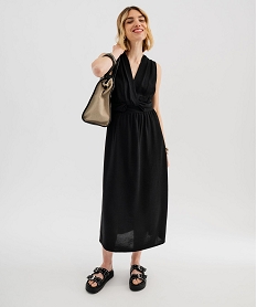 GEMO Robe longue sans manches avec haut drapé femme noir standard