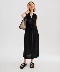 robe longue sans manches avec haut drape femme noir standardH232501_4