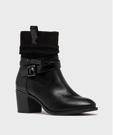bottines a talon avec tige drapee et brides a la cheville femme - emilia rosa noir standardH238201_2
