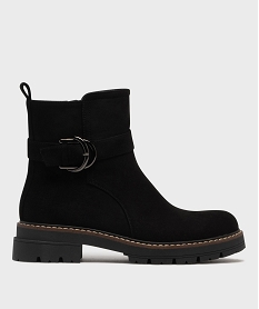GEMO Boots zippées en suédine avec épaisse semelle crantée femme noir standard