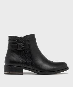 GEMO Boots à talon plat et boucle décorative femme[MISSING] noir standard