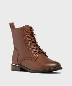 boots plates a lacets et zip femme marron standardH242801_2