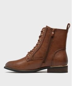 boots plates a lacets et zip femme marron standardH242801_3