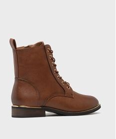 boots plates a lacets et zip femme marron standardH242801_4