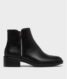 GEMO Boots zippées à petit talon en matière lisse femme[MISSING] noir standard