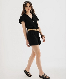 short ample en gaze de coton avec ceinture tressee femme noir standard shortsH244801_4
