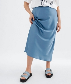 GEMO Jupe longue droite en satin femme grande taille bleu standard