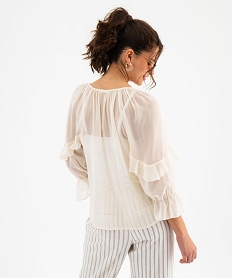 blouse en voile a manches 34 et volants femme beige blousesH245201_3