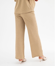 pantalon large en maille texturee et extensible femme beige standard pantalonsH245401_3