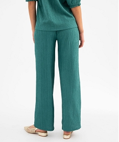 pantalon large en maille texturee et extensible femme vert standard pantalonsH245501_3