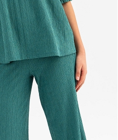 pantalon large en maille texturee et extensible femme vert standard pantalonsH245501_4