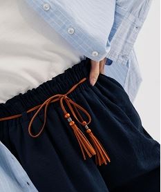 short fluide avec taille elastique et ceinture fine femme bleu shortsH245801_2