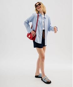 short fluide avec taille elastique et ceinture fine femme bleu shortsH245801_4