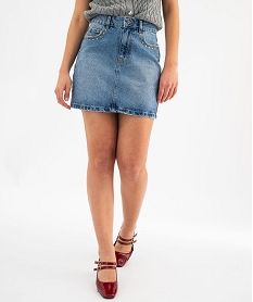 GEMO Jupe en jean avec clous métalliques femme bleu stone