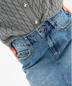 jupe en jean avec clous metalliques femme bleu stoneH246001_2