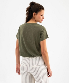 tee-shirt manches courtes avec palmier paillete femme vert t-shirts manches courtesH246101_3