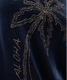 tee-shirt manches courtes avec palmier paillete femme bleu t-shirts manches courtesH246201_2