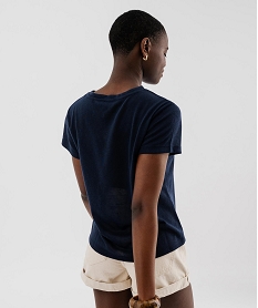 tee-shirt manches courtes avec palmier paillete femme bleu t-shirts manches courtesH246201_3