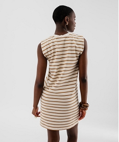 robe droite sans manches a rayures femme beigeH246601_3
