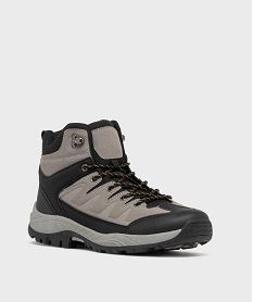 chaussures de randonnee montantes a semelle crantee homme noir standardH254301_2