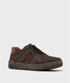 baskets basses de ville a zip homme - relife marron fonceH254601_2