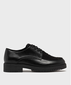 GEMO Derbies multimatière à semelle crantée femme noir vif