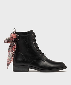 GEMO Boots à lacets et zip avec foulard à nouer femme noir standard