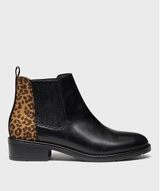 GEMO Chelsea boots avec empiècement léopard femme - Valentina Baldano noir vif