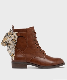 GEMO Boots à lacets et zip avec foulard à nouer femme [MISSING] marron standard